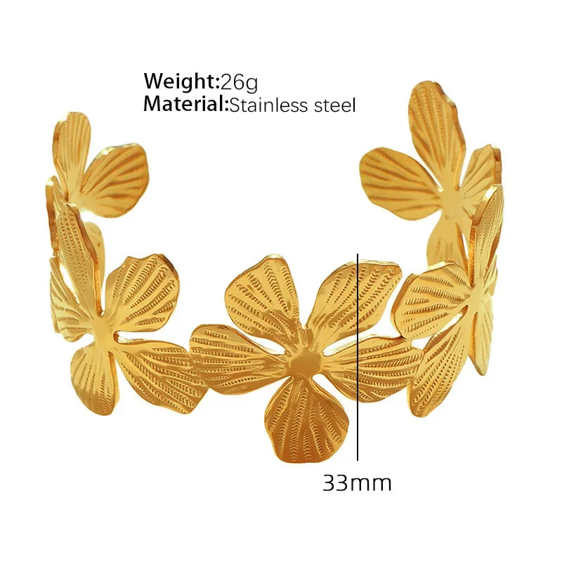 PRISCA | Luxury Designer Woman Flower Bracelet. Stainless Steel.Banquet Party Charms. Retro. New Collection 2024