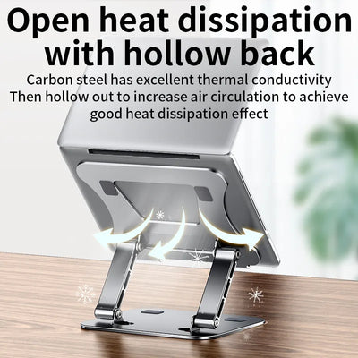 Laptop Stand Adjustable Aluminum Alloy Notebook Tablet Stand Up to 17 Inch Laptop Portable Fold Holder Cooling Bracket Support