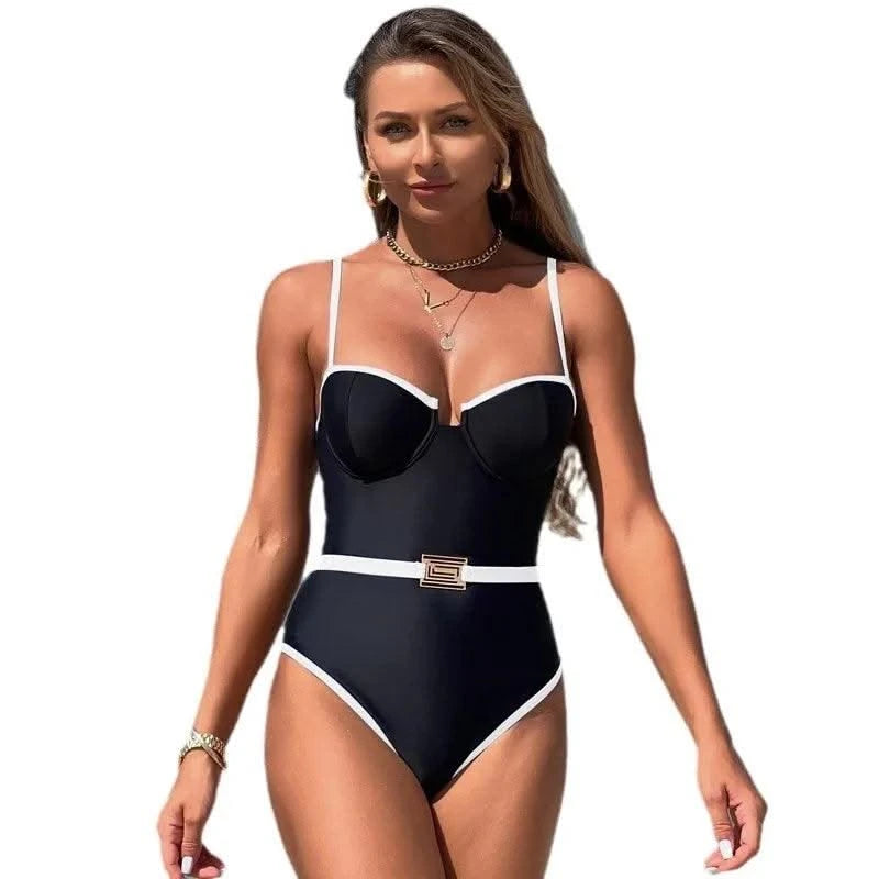 Tight Swimsuit for Women with a Sense of Luxury, Conservative Huludao One-piece Swimsuit, Ins Style, Concealing Flesh and