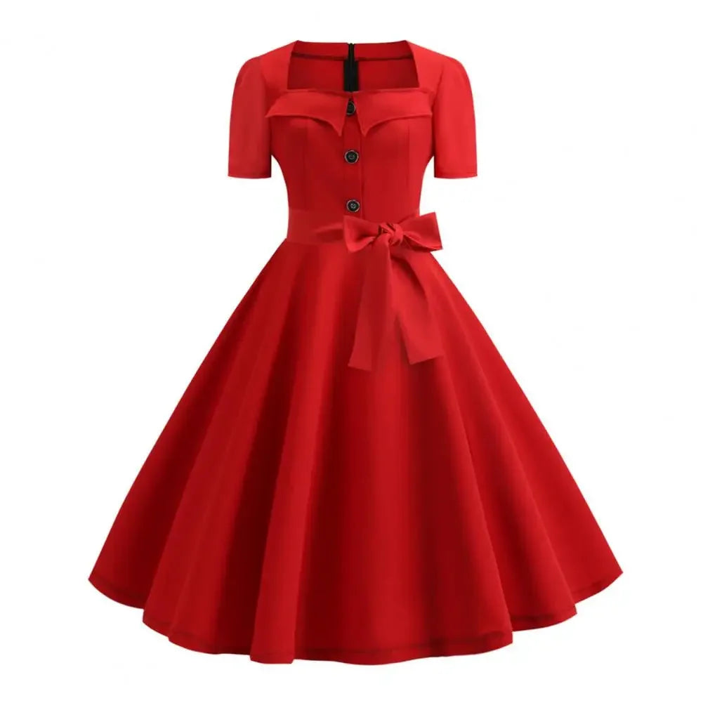 Women Vintage Dress Summer 50s 60s Retro Pin Up Swing Rockabilly Vestidos Elegant Black Polka Dot Office Party Dress