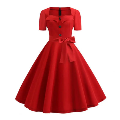 Women Vintage Dress Summer 50s 60s Retro Pin Up Swing Rockabilly Vestidos Elegant Black Polka Dot Office Party Dress