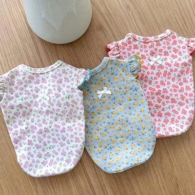 Pet Dog Vest Summer Puppy Clothes Cute Floral Flying Sleeves Dog T-Shirt Chihuahua Pug Bichon Cat Dog Apparel Dog Girl Clothing