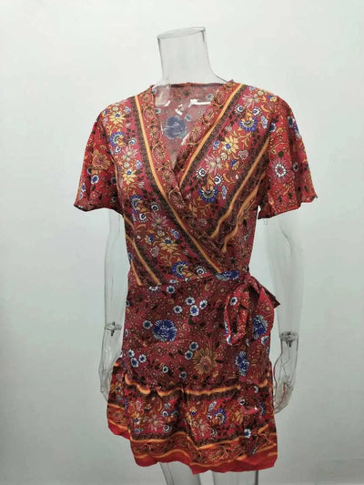 Elegant Women's Dresses Summer Bohemian Dress Vestidos Curtos Mujer Kadın Elbisesi Yazlık Kısa Elbiseler Midi Elbiseler Robe Ete