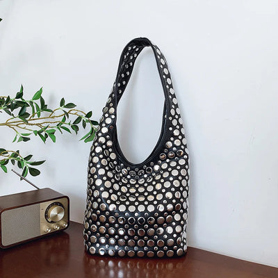 Designer Geometric Shoulder Bag For Women Top Brand Handbag Luxury Shiny Rivet Handmade Evening Clutch Bag Fashion Party Purse