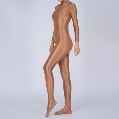 Sexy Womens Glossy Shiny Silky Tights Swimsuit Leggings Bodysuit Jumpsuit Ladies Elasticity Breathable Leotard Sleeping Romper