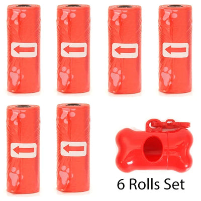 Disposable Pet Poop Bags Dog Poop Bag Bone Dispenser with Leash Clip Puppy Dog Products Supplies 5Roll(75Pcs) Bags