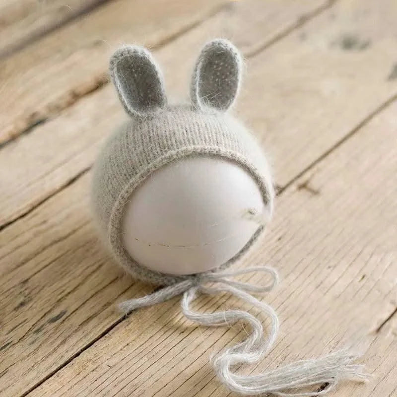 Knitted Handmade Rabbit Hat | New-born Photography Props |Adjustable Infant/ Baby  Headwear