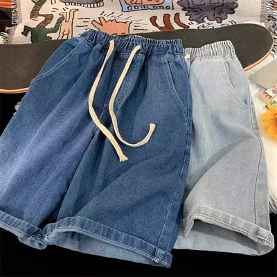 Summer men's seven inch jeans fashion design men's jeans slim fit straight leg short jeans casual loose wide leg denim shorts