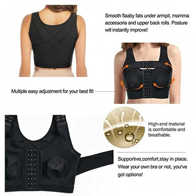 Dimmkof Front Buckle Closure Compression Bras Women's Adjustable Strap Posture Corrector Bras with Breast Support Band Shapewear
