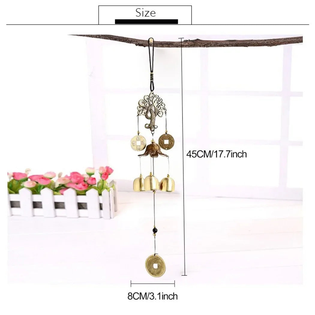 Metal Wood Money Tree Wind Chimes Bell Good Lucky Home Garden Outdoor Indoor Wall Hanging Use Elegant Sound Decorations