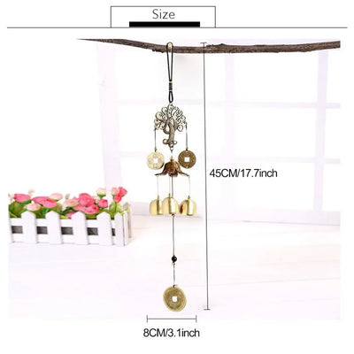Metal Wood Money Tree Wind Chimes Bell Good Lucky Home Garden Outdoor Indoor Wall Hanging Use Elegant Sound Decorations