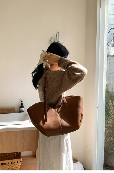 Designer Large Capacity Women Handbag Single Shoulder Portable Shopping Bag Luxury Leather Ladies Commuter Underarm Totes Bag