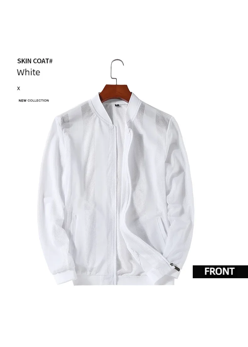 Men's Summer Casual Jackets Cool Lightweight Hooded Zip Jacket with Pockets Summer Essential Outerwear  Cut-Out Jacket