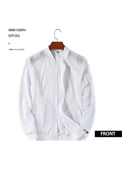 Men's Summer Casual Jackets Cool Lightweight Hooded Zip Jacket with Pockets Summer Essential Outerwear  Cut-Out Jacket