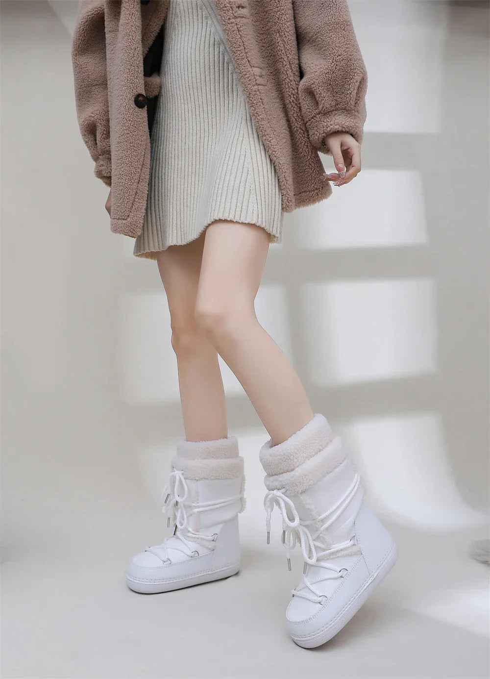 Snow Boots for Women Hairy Fuzzy Fluffy Furry Fur Boots 2025 Winter Boots for Women Waterprrof Pink Black White Fur Snow Boots