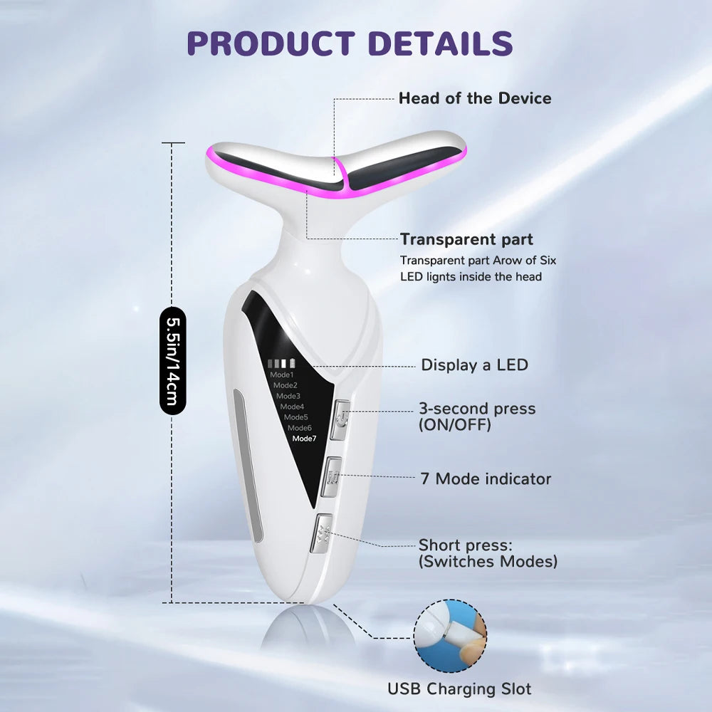 1PC Neck beauty instrument, face and neck massager, suitablefor women's home skin care Portable rechargeable skin lifting device