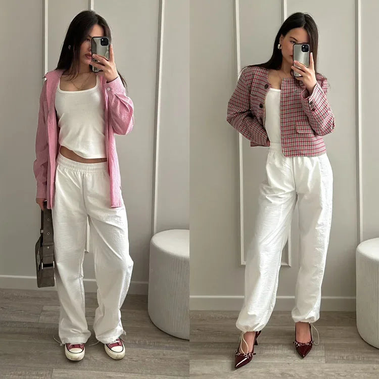 White Sweatpants For Women High Waist Loose Joggers Straight Trousers Female Black Spring Summer Casual Woman Long Pant Wide Leg