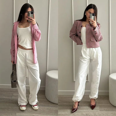 White Sweatpants For Women High Waist Loose Joggers Straight Trousers Female Black Spring Summer Casual Woman Long Pant Wide Leg