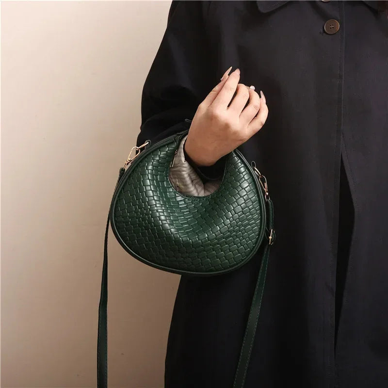 PU Leather Shoulder Bag Fashion Solid Color Lattice Crossbody Bag Small Bag Ladies Trend Luxury Designer Handbags
