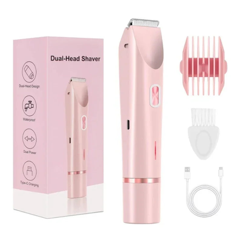 Electric Razors for Women 2in1 Bikini Trimmer Facial Mustache Shavers for Ladies Body Underarms Legs Portable Painless Epilator