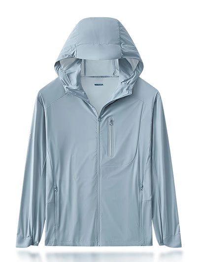 Men Summer Jacket UPF50+ UV Blocking Skin Coats Nylon/Spandex Breathable Quick Dry Light&Thin Sun Protection Hooded Windbreakers