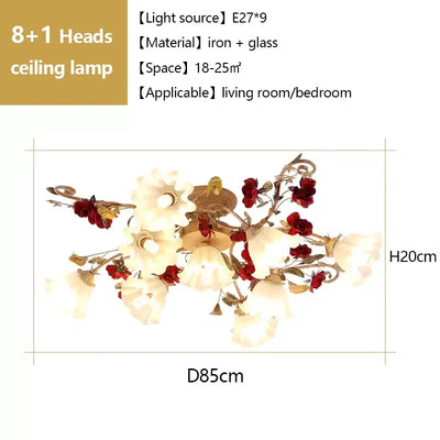 Home Decor Pastoral Retro LED Ceiling Lamp Warm Romantic Flower Chandeliers Fixtures for Living Room Bedroom Lighting Luminaire