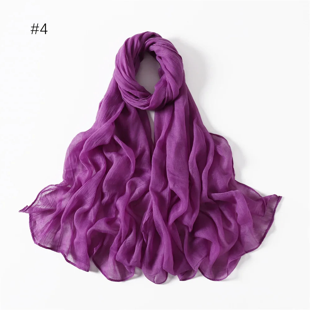 New Cotton Linen Scarf For Women Girls Students Autumn Classic Solid Color Scarves Retro Soft Foulard Viscose Female Wrap Shawls