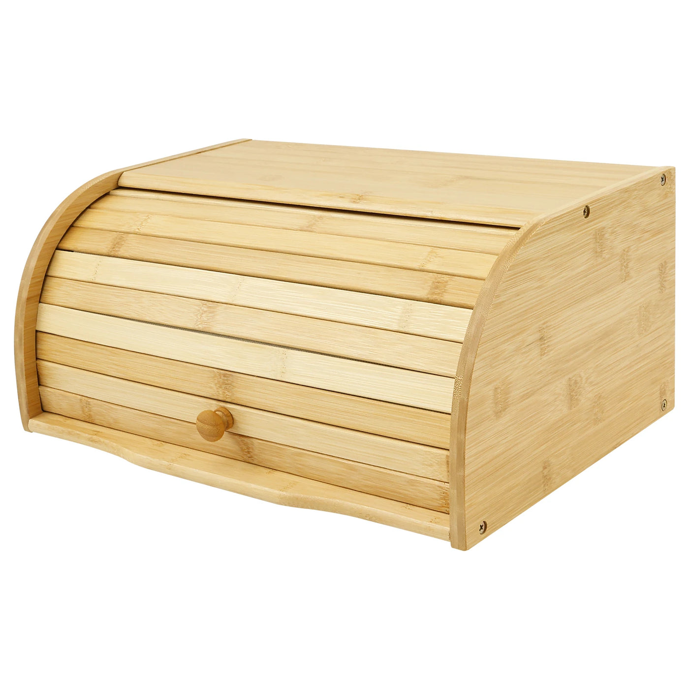 Bamboo Bread Storage Box Large Capacity Keep fresh Storage Bin Bread Cookies Food Storage Containers with Roll Lid Sliding door