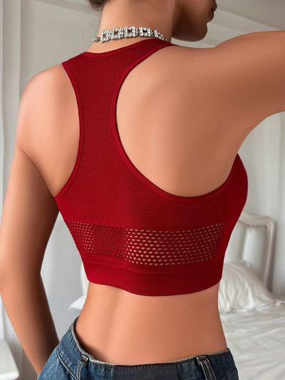 Women Sexy Tank Tops Fishnet Hollow Out Sports Off Shoulder Crop