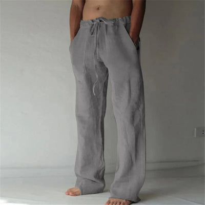 Hot New Men's Trousers, Casual Solid Color Thin Linen Men's Trousers