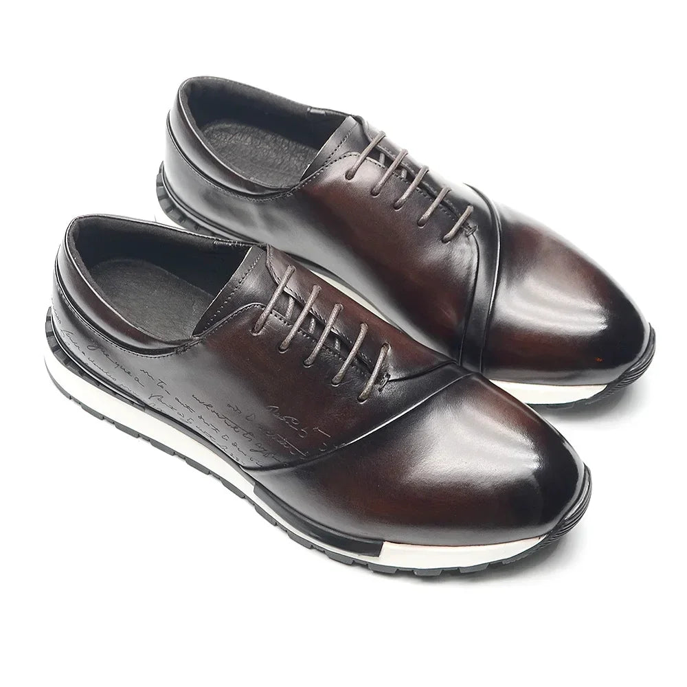 Luxury Brand Design Men's Oxford Shoes Fashion France Style Leather Sneakers Slip-on Casual Business Travel Non-slip Male Shoes