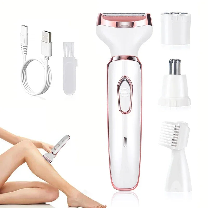 4 in 1 Women's electric epilators Hair trimmers for underarms, bikini, arms, legs, face and beard Portable and painless epilator