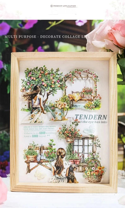 15Pcs stickers pack Garden Flower Workshop Garden Scenery Handbook Supplies Decorative Stickers Diary Scrapbook 141*93mm