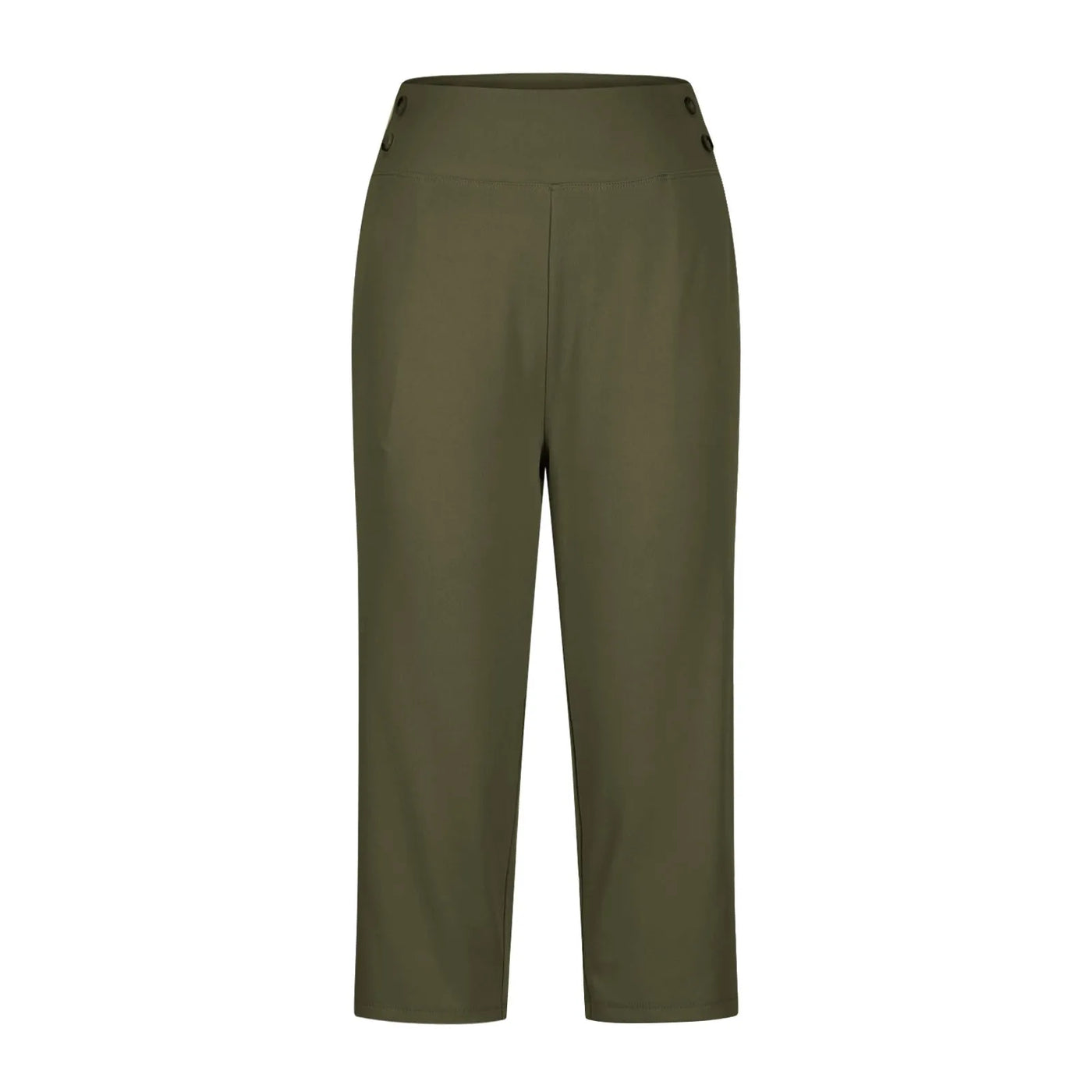 Women Elastic High Waist 3/4 Pant Casual Active Fit Wide Capris Leg Pants Trousers With Pockets Pants Woman брюки женские