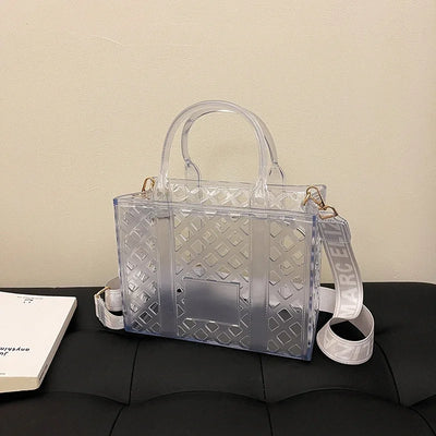 Designer Tote Bag For Women Brand Hollow Out Shoulder Bag 2025 New Travel Beach Handbag Purple Bag Fashion Shopper Purse