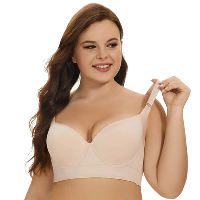Dimmkof Full Back Coverage Push up Bras Women's Hide Back Fat Deep Cup Shapewear Fat Smoothing Uplift Underwire Bra For Big Bust