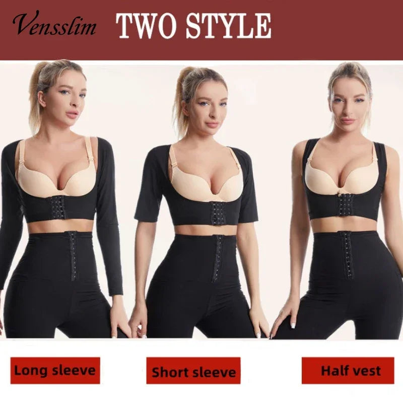 Upper Arm Shapers Compression Long Sleeves Women Arms Sauna Shapewear Shoulder Breast Support Push Up Fat Burner Sweat Corset
