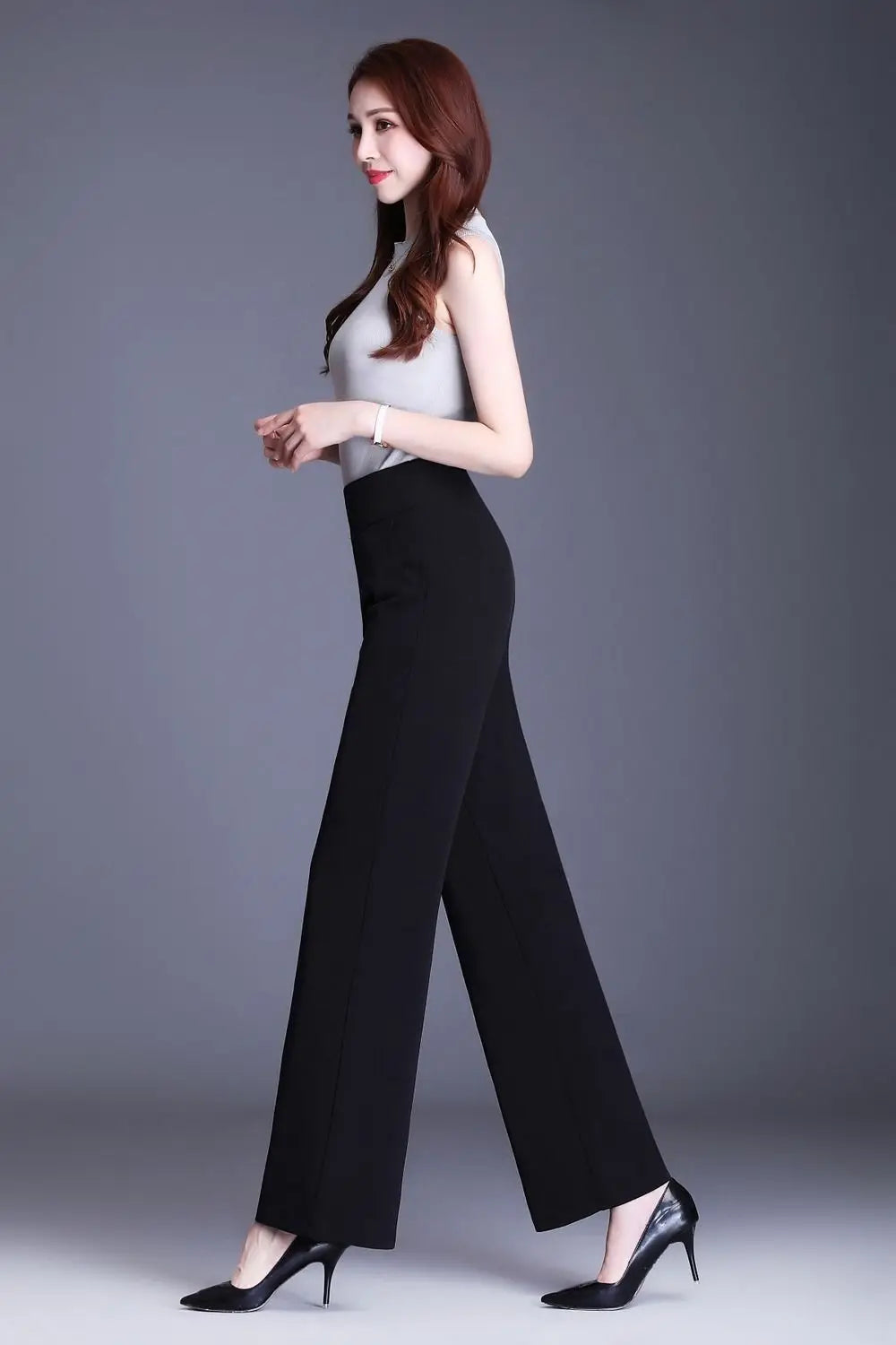 Women's Wide Leg Pants Loose Trousers Monochromatic High Waist Casual Clothing All-Match, Simplicity Autumn and Winter Fashion
