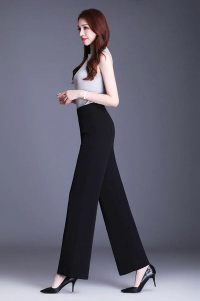 Women's Wide Leg Pants Loose Trousers Monochromatic High Waist Casual Clothing All-Match, Simplicity Autumn and Winter Fashion