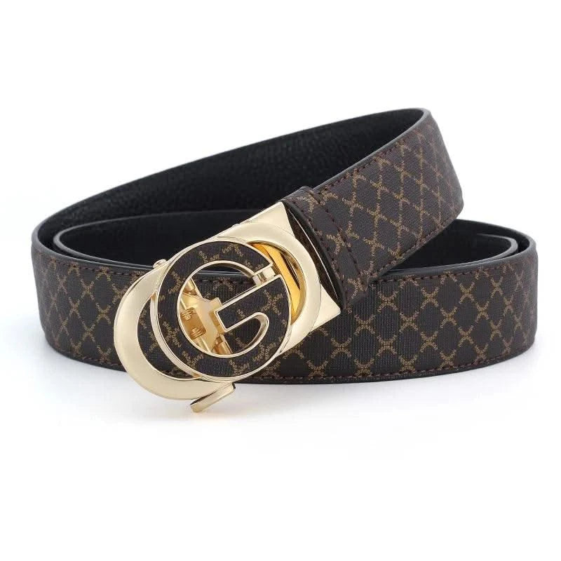 Men's Genuine Leather Belt With Automatic "G" Buckle - Fashionable Business Casual Style