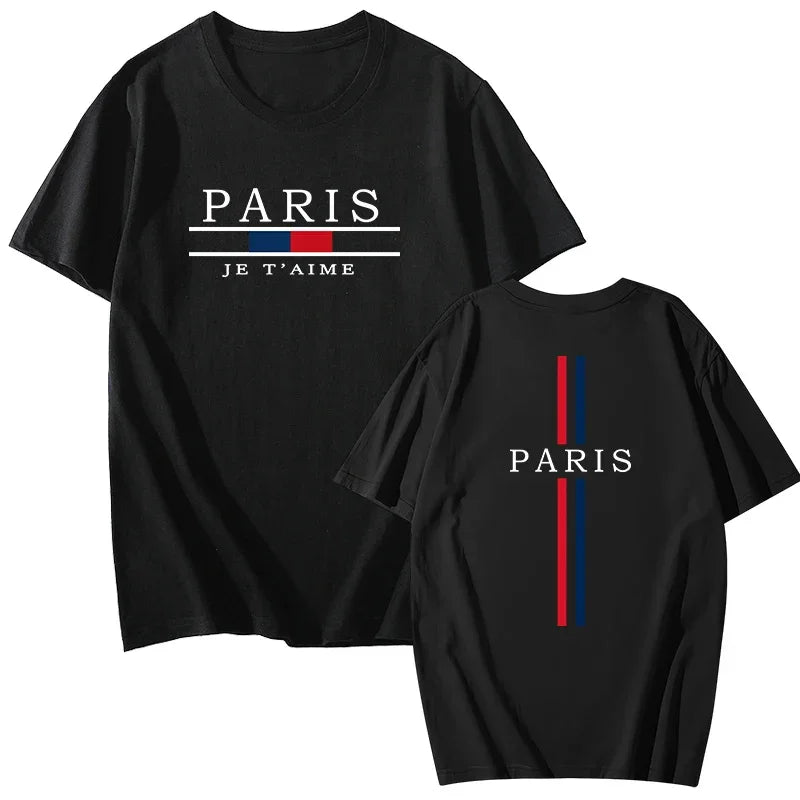 Paris Printed T-shirts for Men High Quality 100% Cotton Short Sleeved Tops Summer Spring Daily Casual Sports Tees Urban Trend