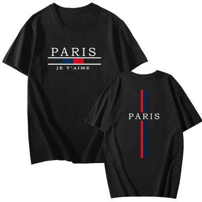 Paris Printed T-shirts for Men High Quality 100% Cotton Short Sleeved Tops Summer Spring Daily Casual Sports Tees Urban Trend