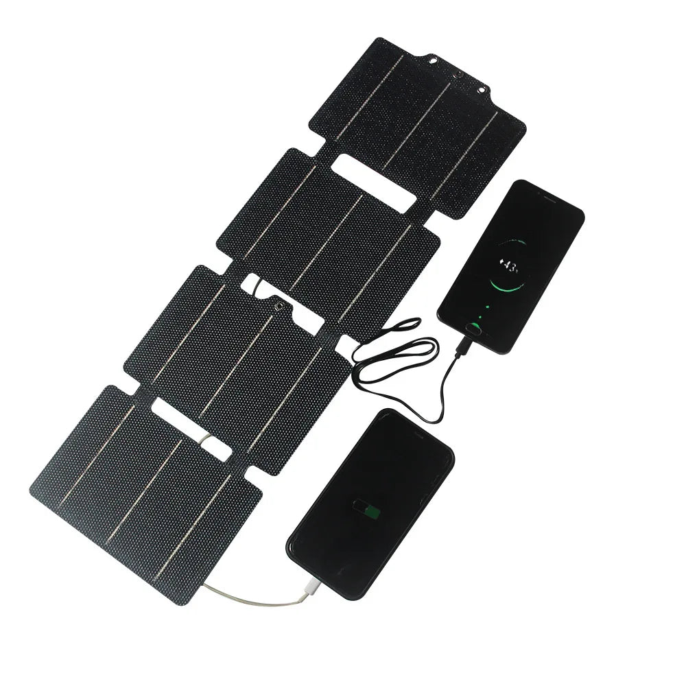 Ultra-Light Portable 25W ETFE Flexible Foldable Solar Panel Charger for Outdoor Power Bank Phone Camping Hiking Travel Charging