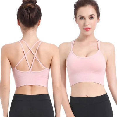 Women Strappy Sports Bras Padded Fitness Yoga Vest