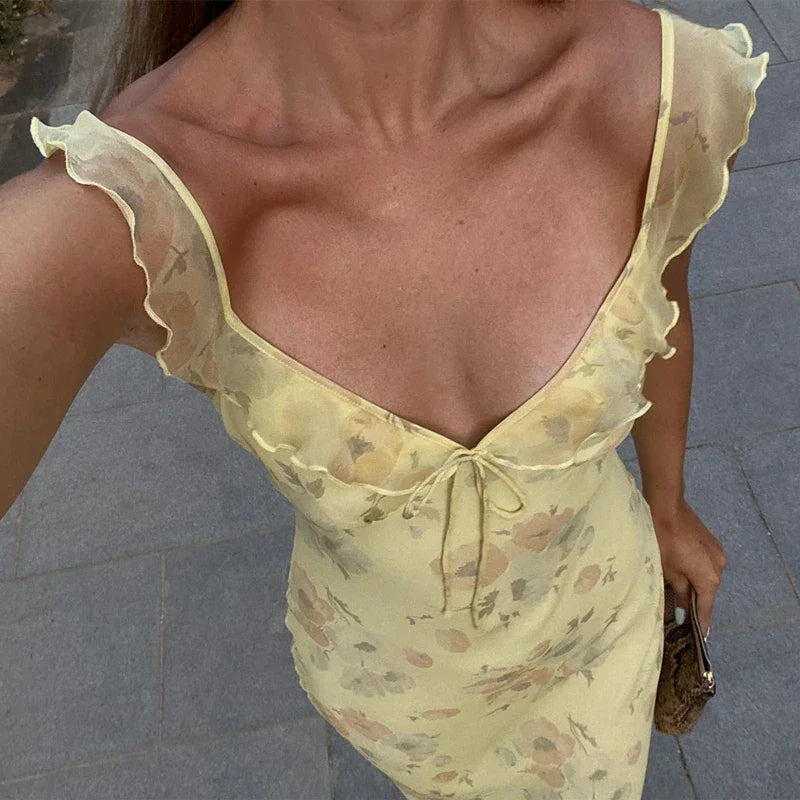 WhereMery Fashion Women Floral Printed Maxi Dresses Sexy Lady Off Shoulder Backless Ruffle Halter Dress Elegant Summer Vestidos