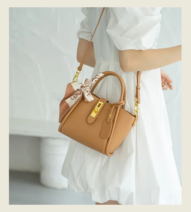 Women's Natural Cow Genuine Leather Shoulder Bag Female High Quality Luxury Designer Handbags Ladies Fashion Tote Crossbody Bags