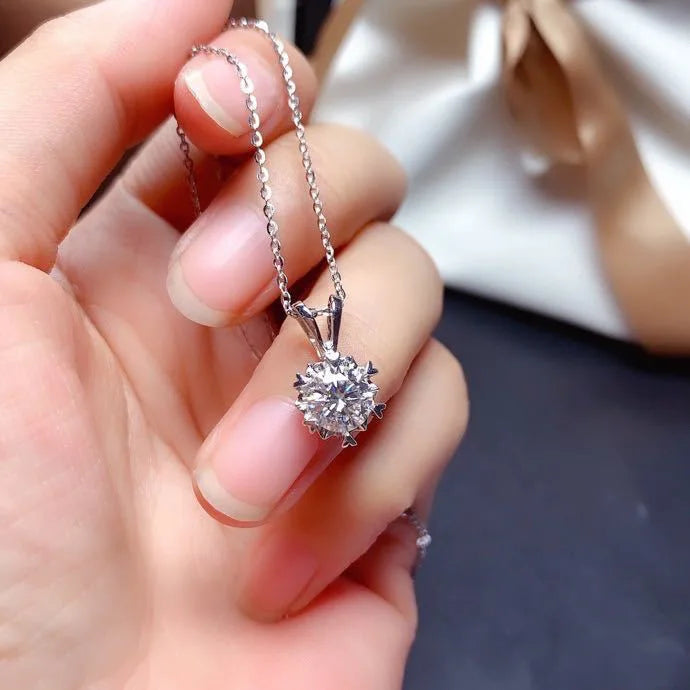 2ct Lab Diamond Solitaire Pendant Necklace 925 Sterling Silver Choker Statement Necklace Women Silver 925 Jewelry With Box Chain