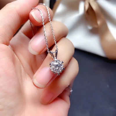 2ct Lab Diamond Solitaire Pendant Necklace 925 Sterling Silver Choker Statement Necklace Women Silver 925 Jewelry With Box Chain
