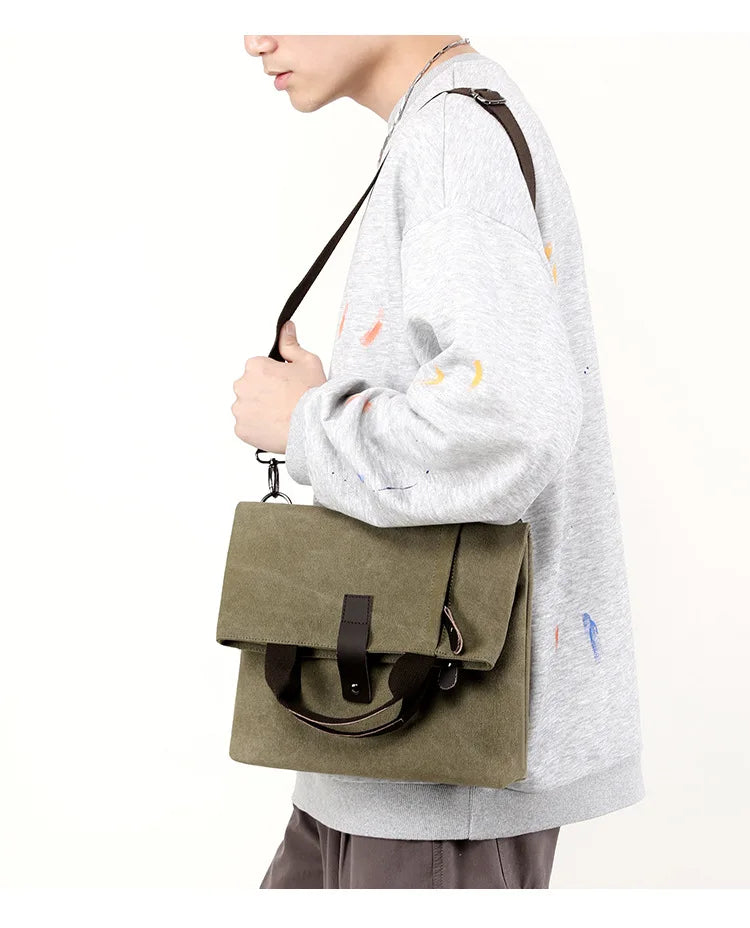 Men's Fashion Canvas Shoulder Bag Business Travel Crossbody bags Men Multifunctional Messenger Bags Briefcase Men Handbags Totes