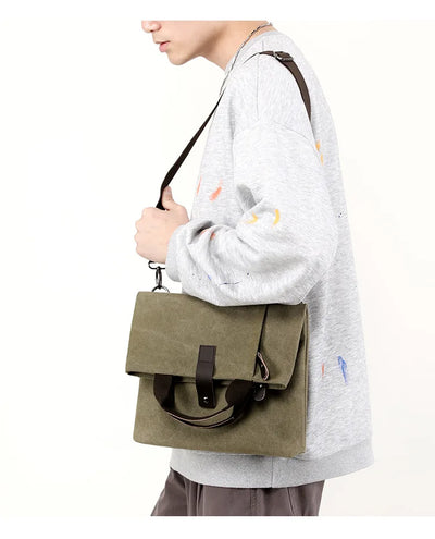 Men's Fashion Canvas Shoulder Bag Business Travel Crossbody bags Men Multifunctional Messenger Bags Briefcase Men Handbags Totes